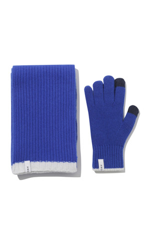 Wool Muffler Gloves Set (Blue)