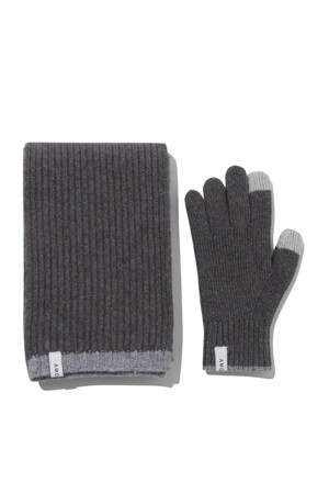 Wool Muffler Gloves Set (Gray)