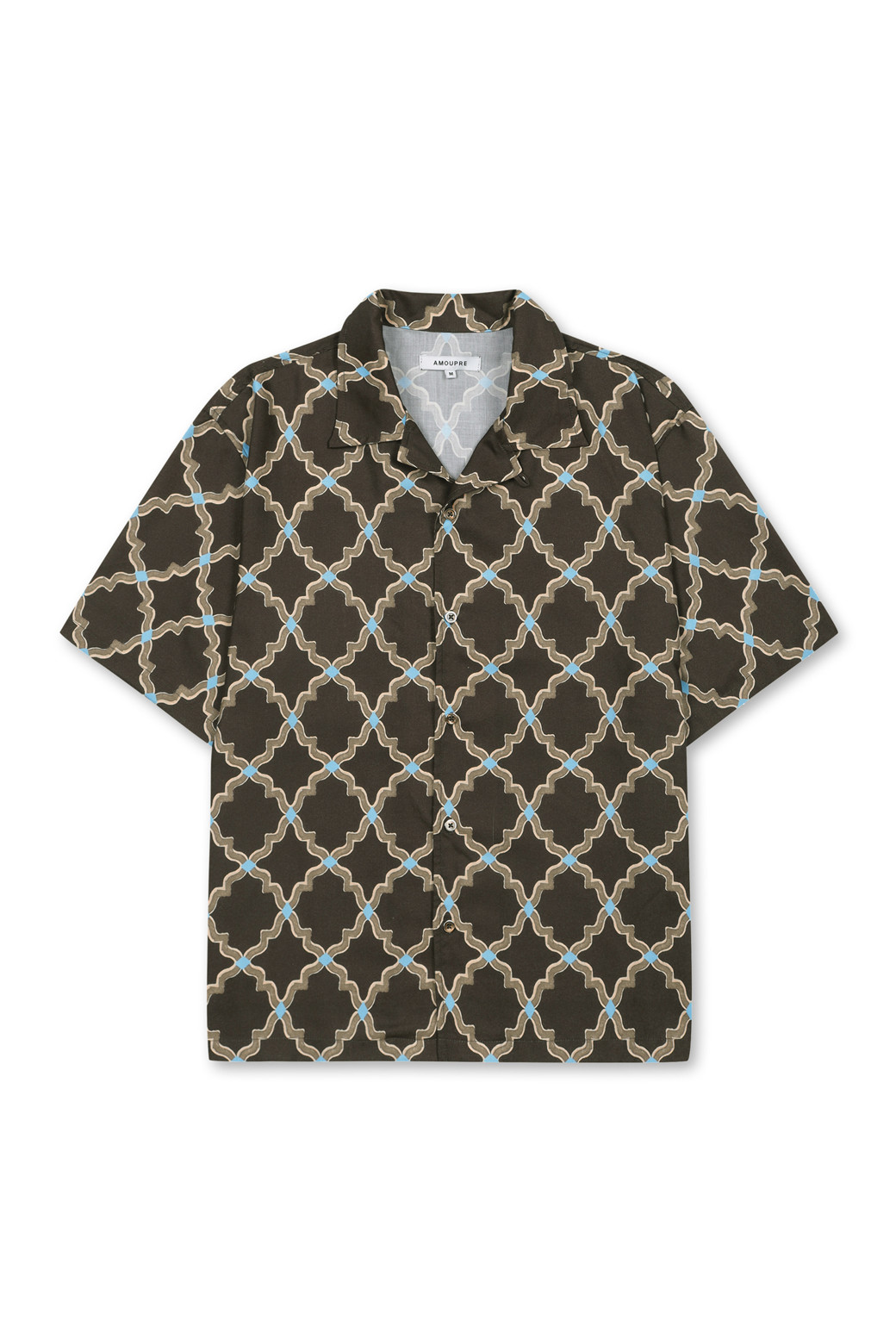 AMOUPRE - 반팔셔츠 - Divine Grace Pattern Shirt (Brown)