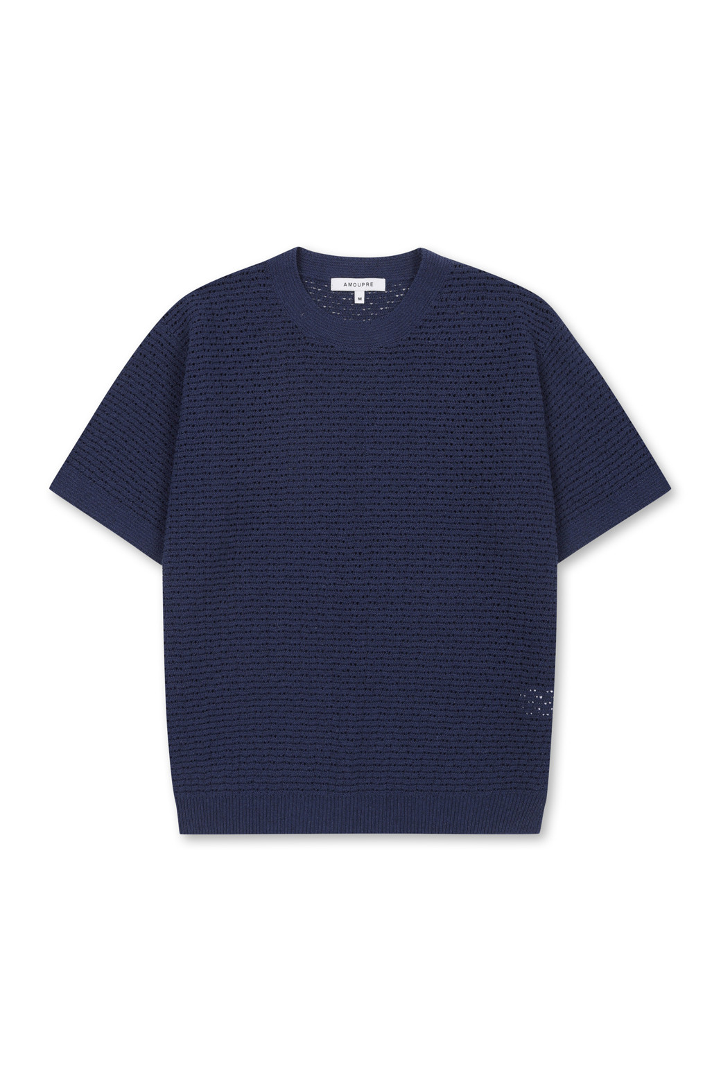AMOUPRE - 스웨터 - Crew Neck Short Sleeve (Navy)