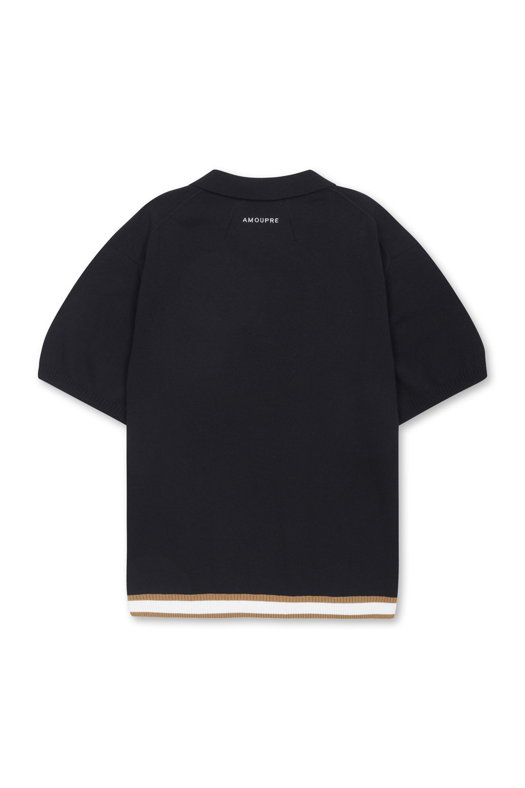 AMOUPRE - 스웨터 - Polo Knit Short Sleeve (Black)