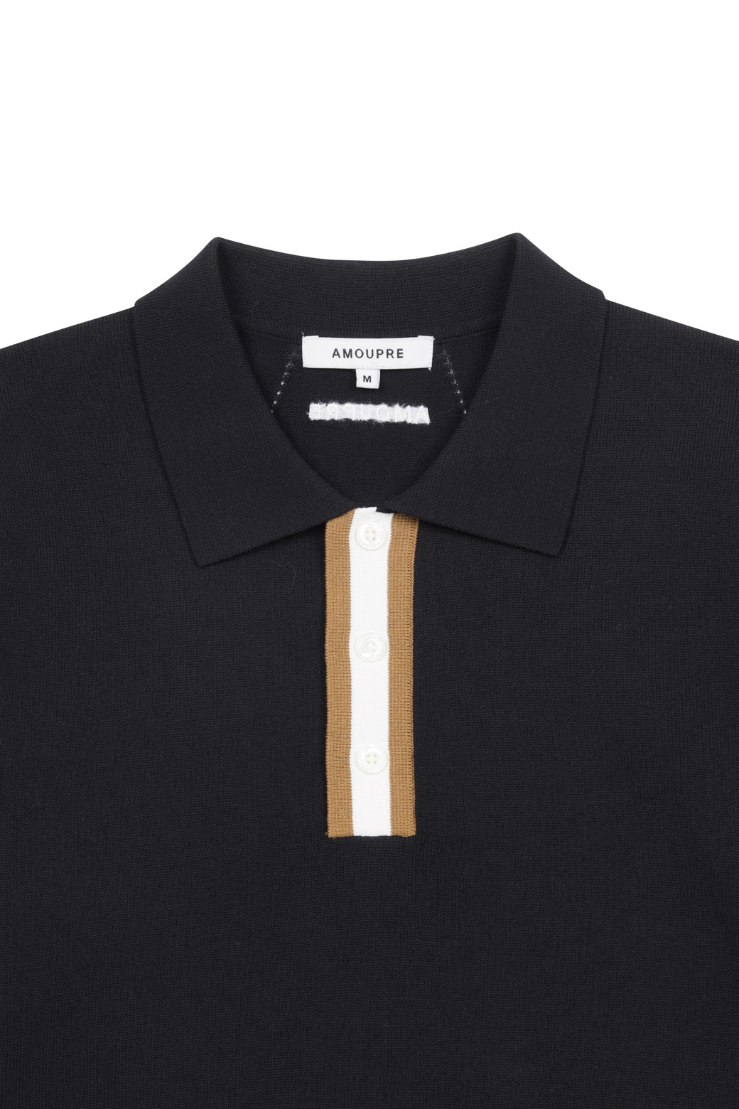 AMOUPRE - 스웨터 - Polo Knit Short Sleeve (Black)