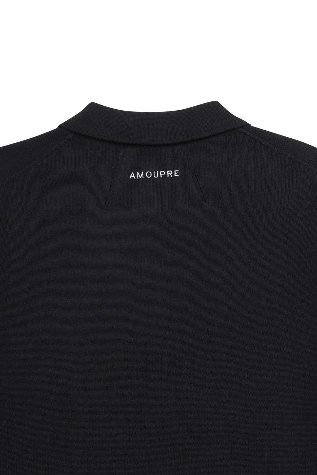 AMOUPRE - 스웨터 - Polo Knit Short Sleeve (Black)