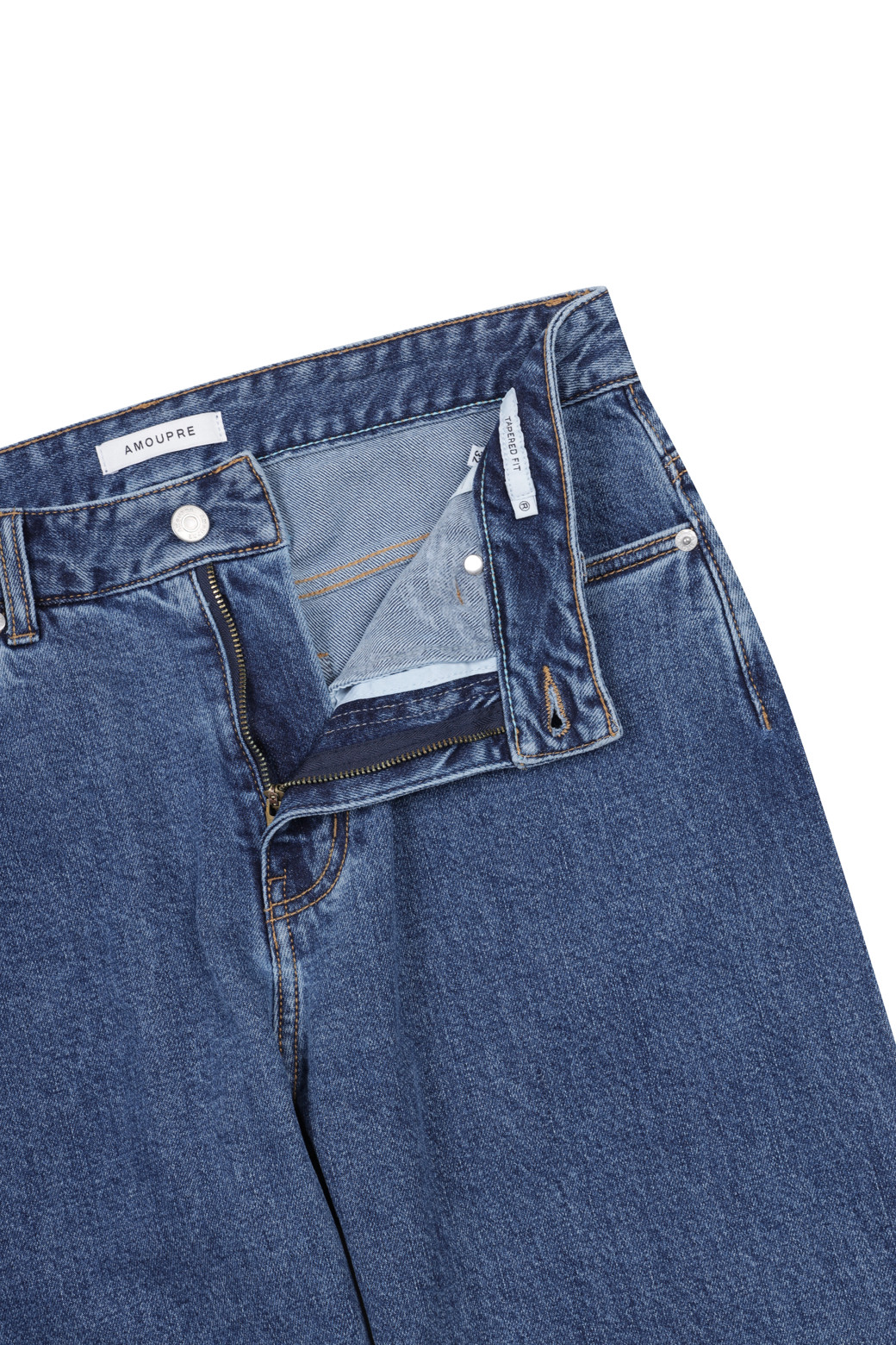 AMOUPRE - 데님 - Signature Tapered Denim (Dark Blue)