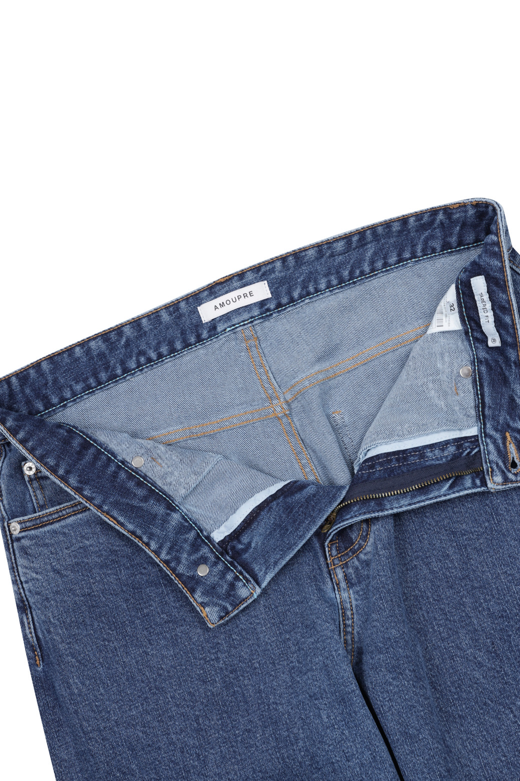 AMOUPRE - 데님 - Signature Tapered Denim (Dark Blue)
