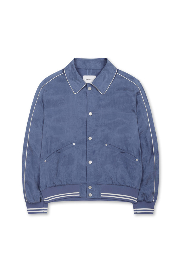 AMOUPRE - 블루종/점퍼 - Piping Teddy Jacket (Blue)