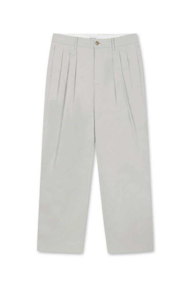 AMOUPRE - 캐주얼팬츠 - Relaxed Tapered 3-Tuck Pants (Ivory)