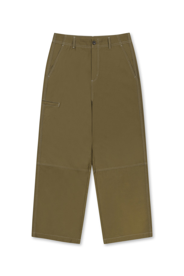 AMOUPRE - 캐주얼팬츠 - Wide Panel Pants (Khaki)