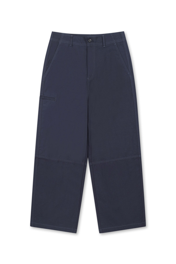 AMOUPRE - 캐주얼팬츠 - Wide Panel Pants (Navy)