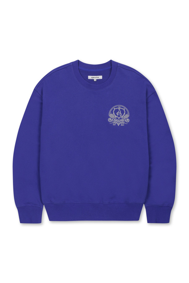 AMOUPRE - 스웨트셔츠 - Volume Symbol Sweatshirt (Blue)