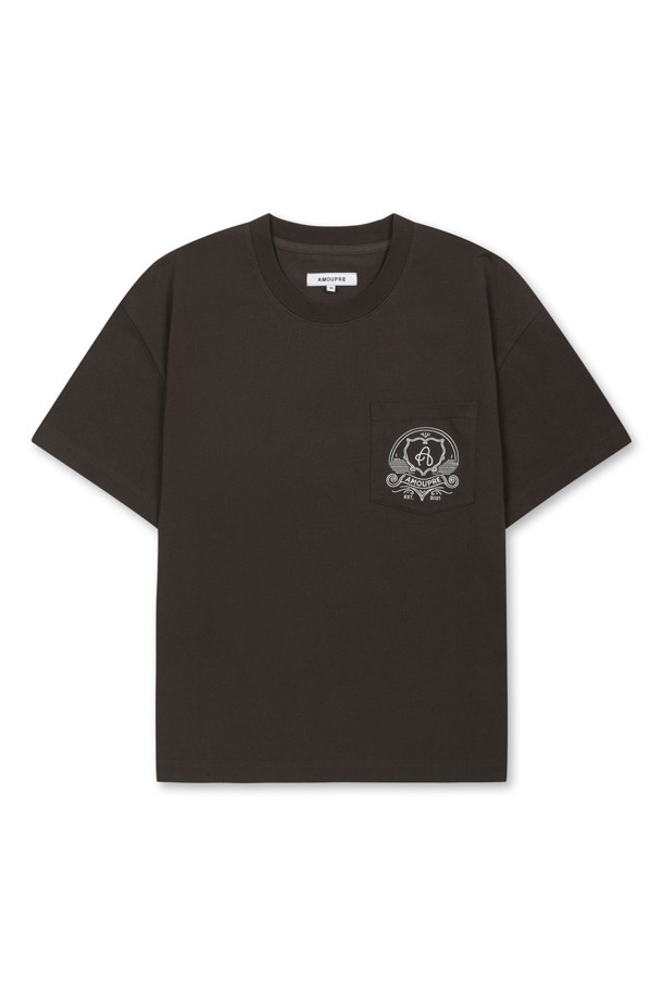 AMOUPRE - 반팔티셔츠 - One Pocket symbol T-shirt (Brown)