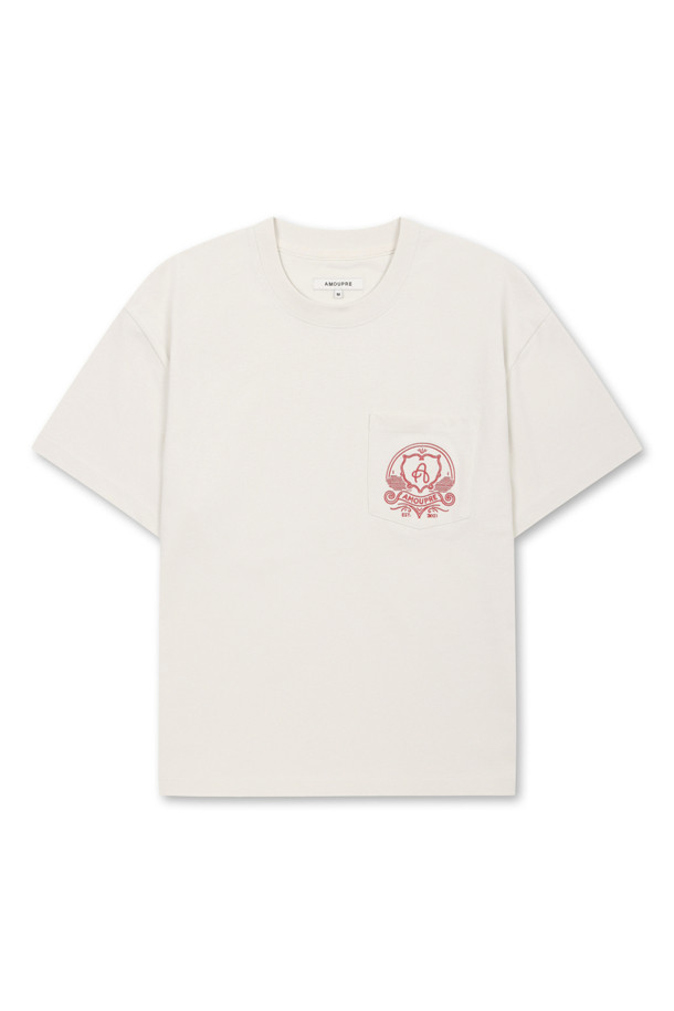 AMOUPRE - 반팔티셔츠 - One Pocket symbol T-shirt (Ivory)