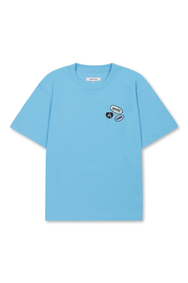 AMOUPRE - 반팔티셔츠 - Triple Wappen T-shirt (Blue)