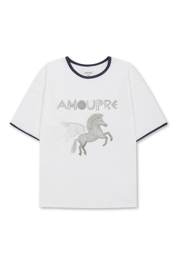 AMOUPRE - 반팔티셔츠 - Divine Grace' Artwork Ringer T-shirt (White)
