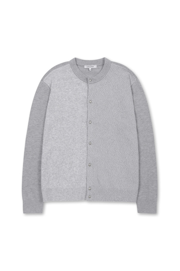 AMOUPRE - 가디건 - Crew Neck Cardigan (Gray)