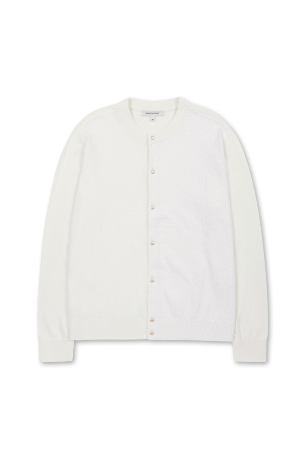 AMOUPRE - 가디건 - Crew Neck Cardigan (Ivory)