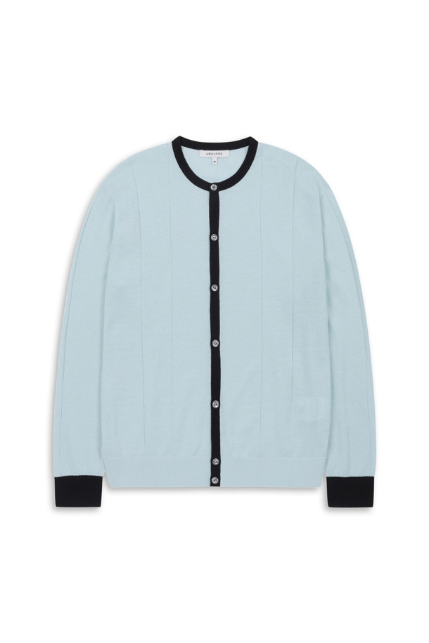 AMOUPRE - 가디건 - Crew Neck Light Cardigan (Light Blue)