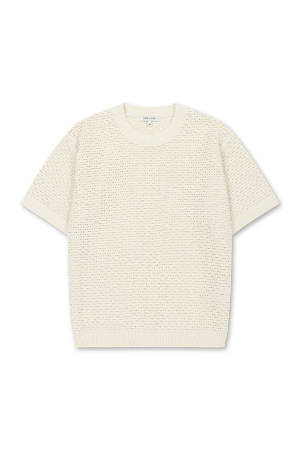 AMOUPRE - 스웨터 - Crew Neck Short Sleeve (Ivory)