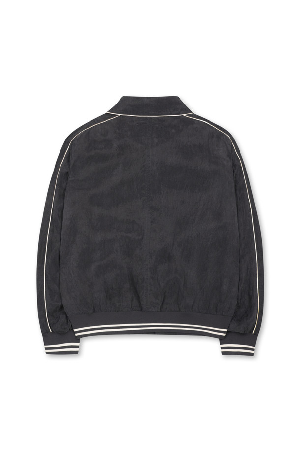 AMOUPRE - 블루종/점퍼 - Piping Teddy Jacket (Dark Gray)