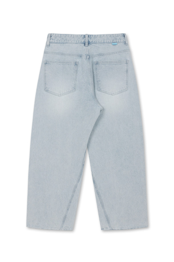 AMOUPRE - 캐주얼팬츠 - Relaxed Tapered Panel Denim (Light Blue)