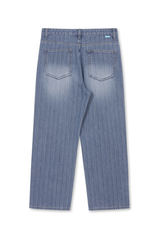 AMOUPRE - 캐주얼팬츠 - Textured Straight Denim (Blue)