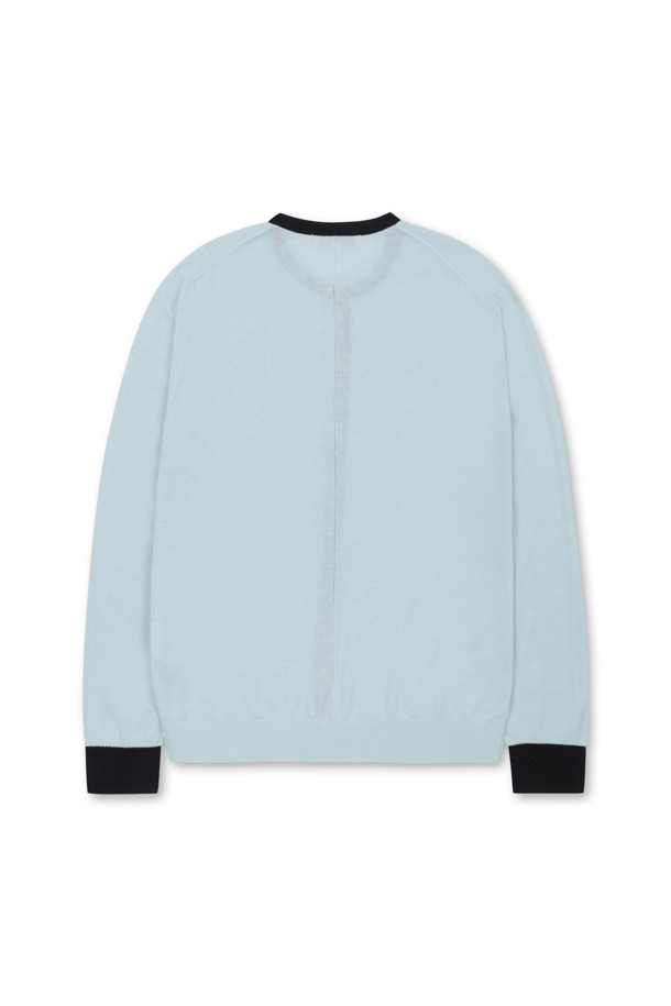 AMOUPRE - 가디건 - Crew Neck Light Cardigan (Light Blue)