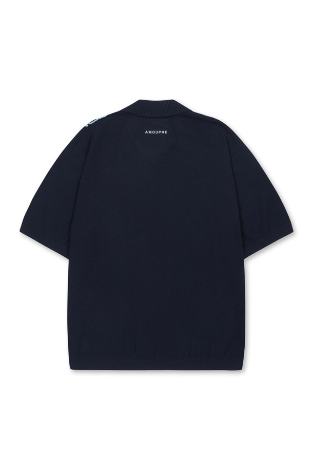 AMOUPRE - 스웨터 - Polo Pattern Short Sleeve (Navy)