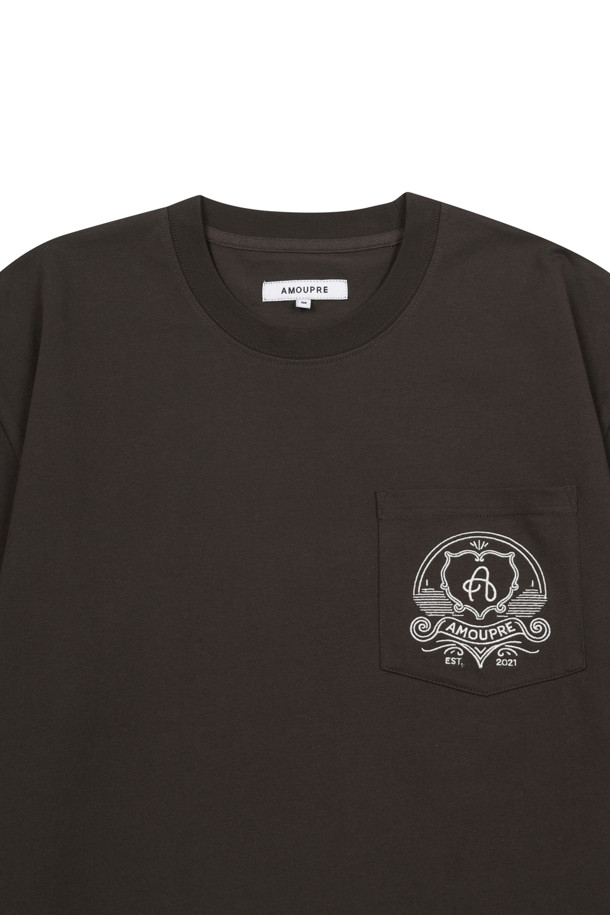 AMOUPRE - 반팔티셔츠 - One Pocket symbol T-shirt (Brown)