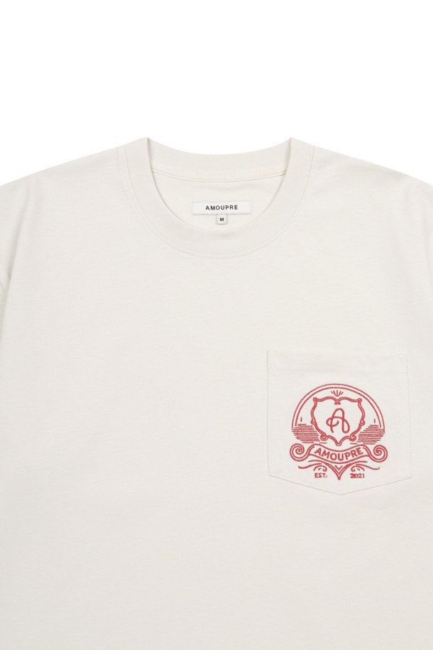 AMOUPRE - 반팔티셔츠 - One Pocket symbol T-shirt (Ivory)