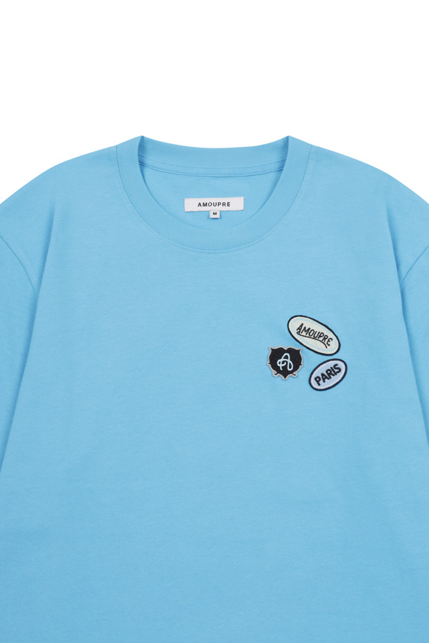 AMOUPRE - 반팔티셔츠 - Triple Wappen T-shirt (Blue)