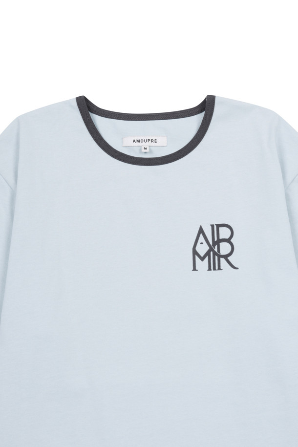 AMOUPRE - 긴팔티셔츠 - AMPR Monogram Ringer T-shirt (Light Blue)