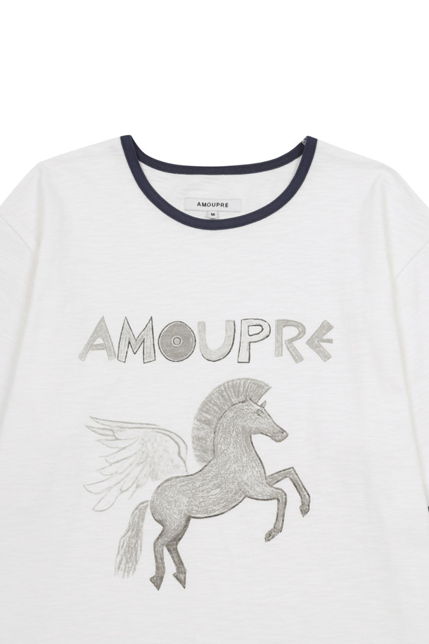 AMOUPRE - 반팔티셔츠 - Divine Grace' Artwork Ringer T-shirt (White)