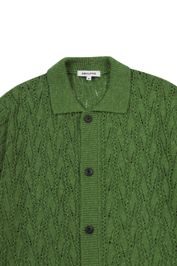 AMOUPRE - 가디건 - Short Sleeve Cardigan (Green)
