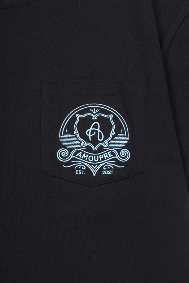 AMOUPRE - 반팔티셔츠 - One Pocket symbol T-shirt (Black)