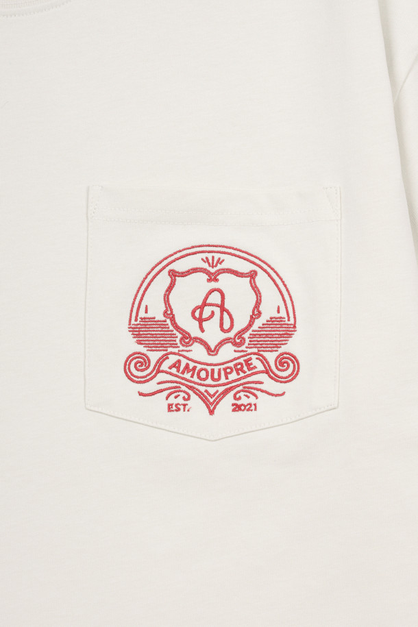 AMOUPRE - 반팔티셔츠 - One Pocket symbol T-shirt (Ivory)