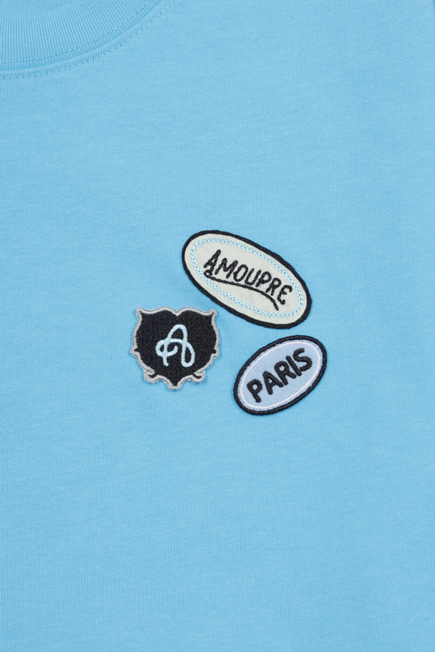 AMOUPRE - 반팔티셔츠 - Triple Wappen T-shirt (Blue)