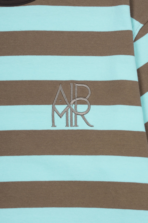 AMOUPRE - 긴팔티셔츠 - AMPR Monogram Stripe Ringer T-shirt (Mint)