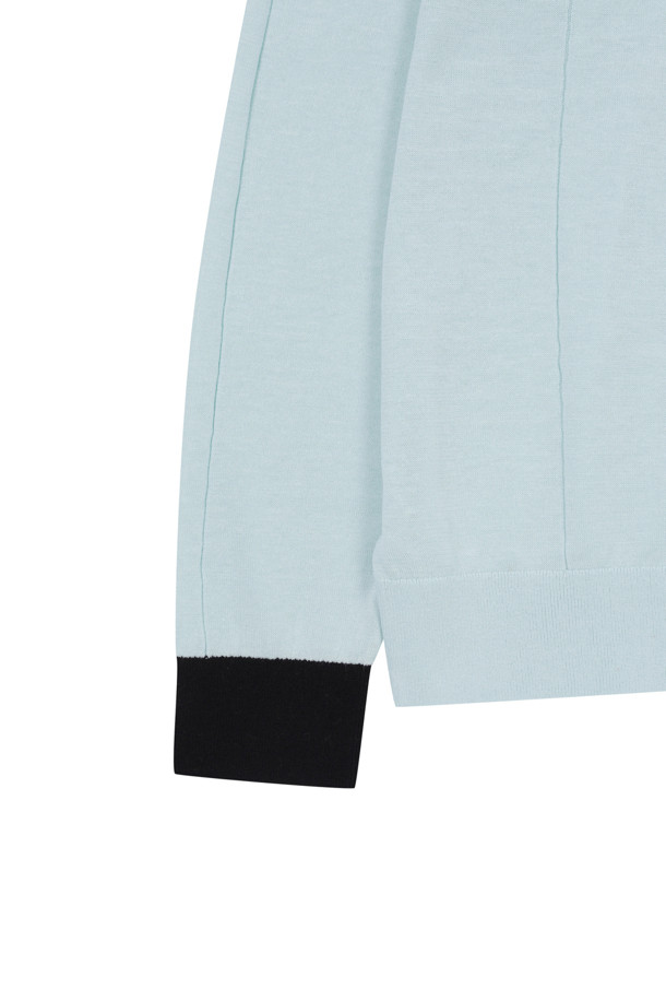 AMOUPRE - 가디건 - Crew Neck Light Cardigan (Light Blue)