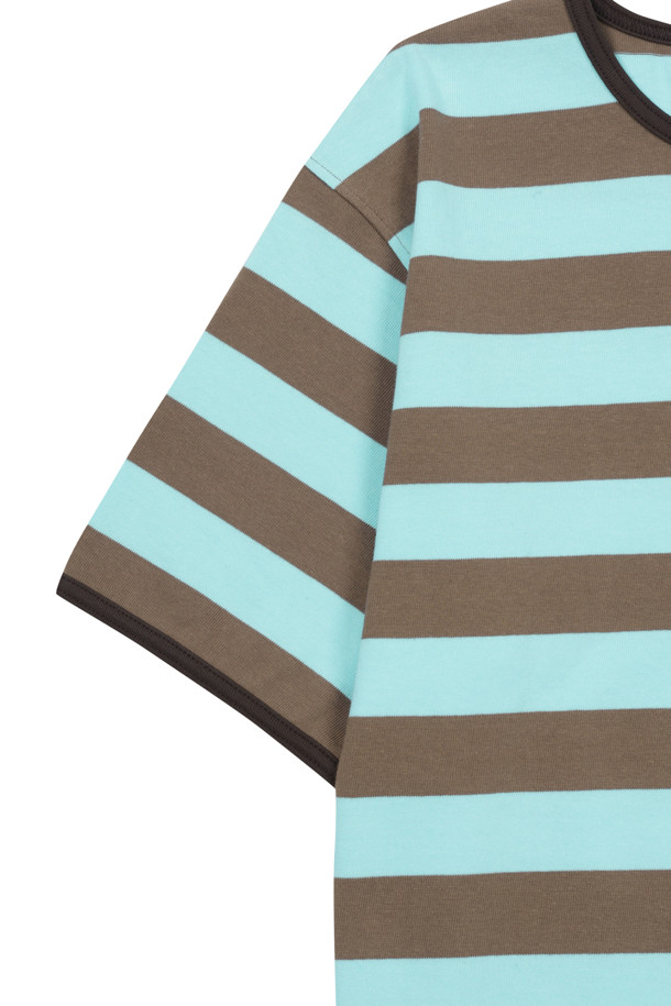 AMOUPRE - 긴팔티셔츠 - AMPR Monogram Stripe Ringer T-shirt (Mint)