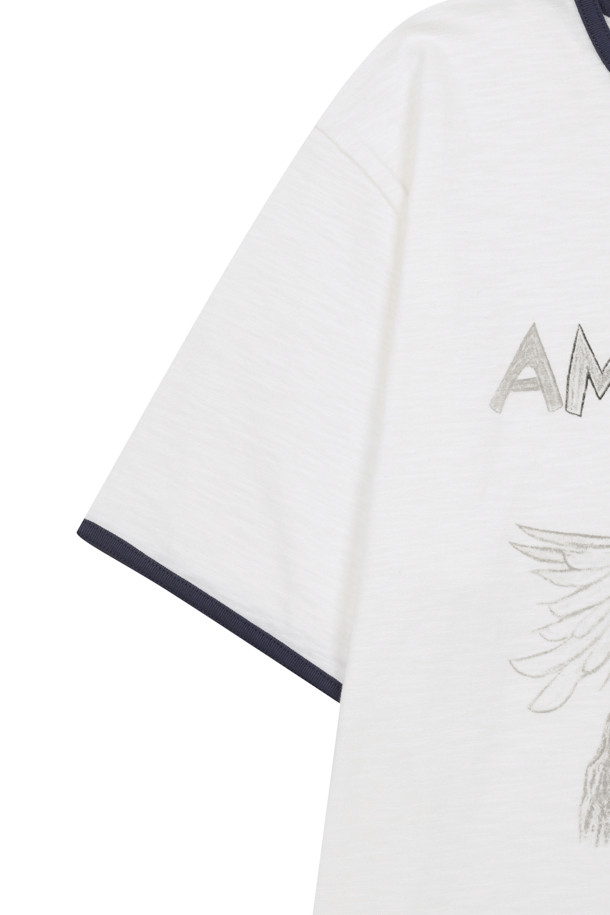 AMOUPRE - 반팔티셔츠 - Divine Grace' Artwork Ringer T-shirt (White)