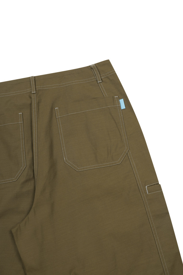 AMOUPRE - 캐주얼팬츠 - Wide Panel Pants (Khaki)