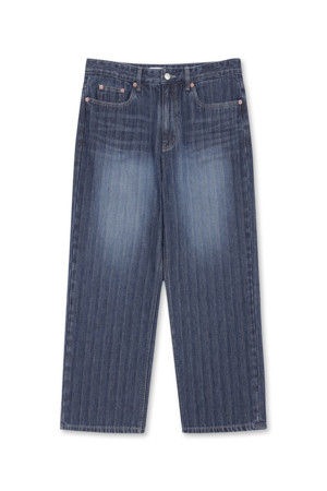 Textured Straight Denim (Dark Blue)