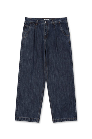 One Tuck Wide Denim (Dark Blue)