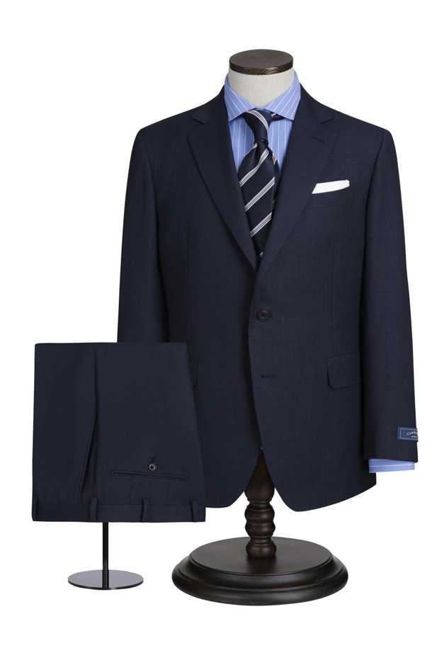 CAMBRIDGE MEMBERS - 수트 - 울 틸그레이 솔리드 수트 (Navy)