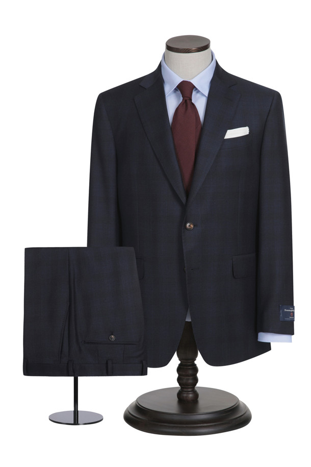 CAMBRIDGE MEMBERS - 수트 - 제냐 울 쉐도우체크 수트 (Navy)