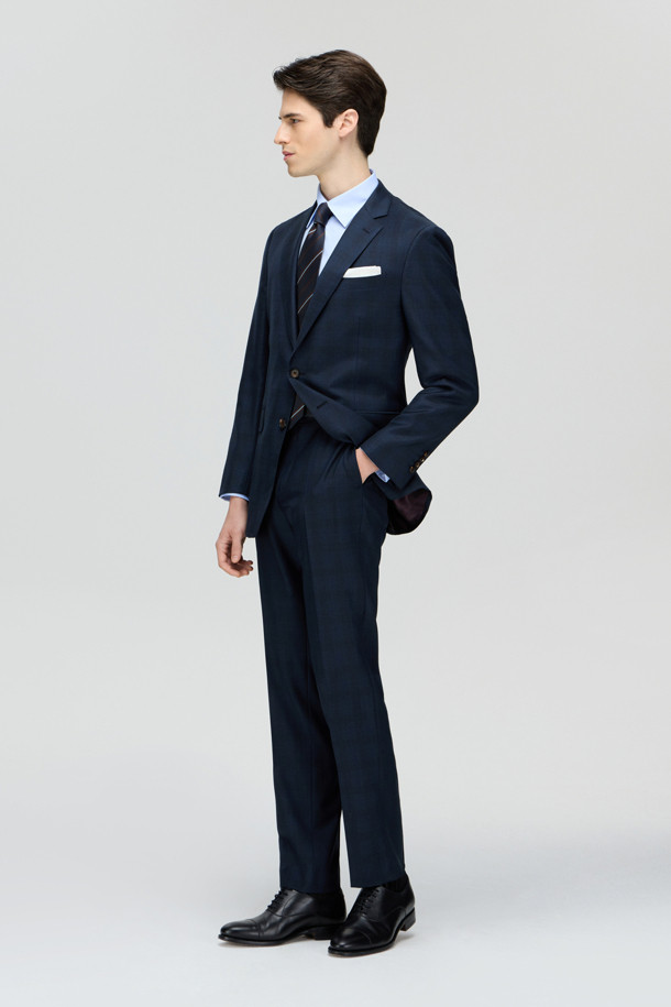 CAMBRIDGE MEMBERS - 수트 - 제냐 울 쉐도우체크 수트 (Navy)