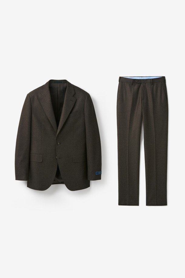 CAMBRIDGE MEMBERS - 수트 - 델피노 울 멜란지 솔리드 수트 (Brown)