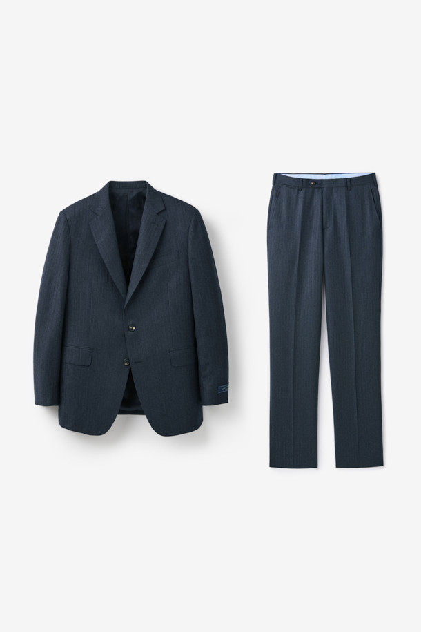 CAMBRIDGE MEMBERS - 수트 - 존포스터 울 헤링본 스트라이프 수트 (Blue)