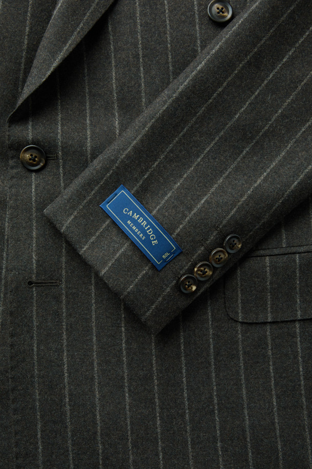 CAMBRIDGE MEMBERS - 수트 - 드라고 울 밀드 스트라이프 더블 수트 (Brown)