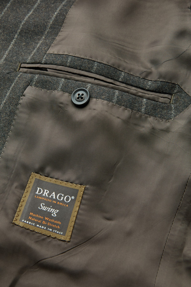 CAMBRIDGE MEMBERS - 수트 - 드라고 울 밀드 스트라이프 더블 수트 (Brown)